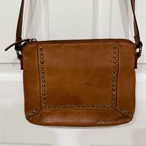 Leather Crossbody Bag with Stud Accents by Vilenca